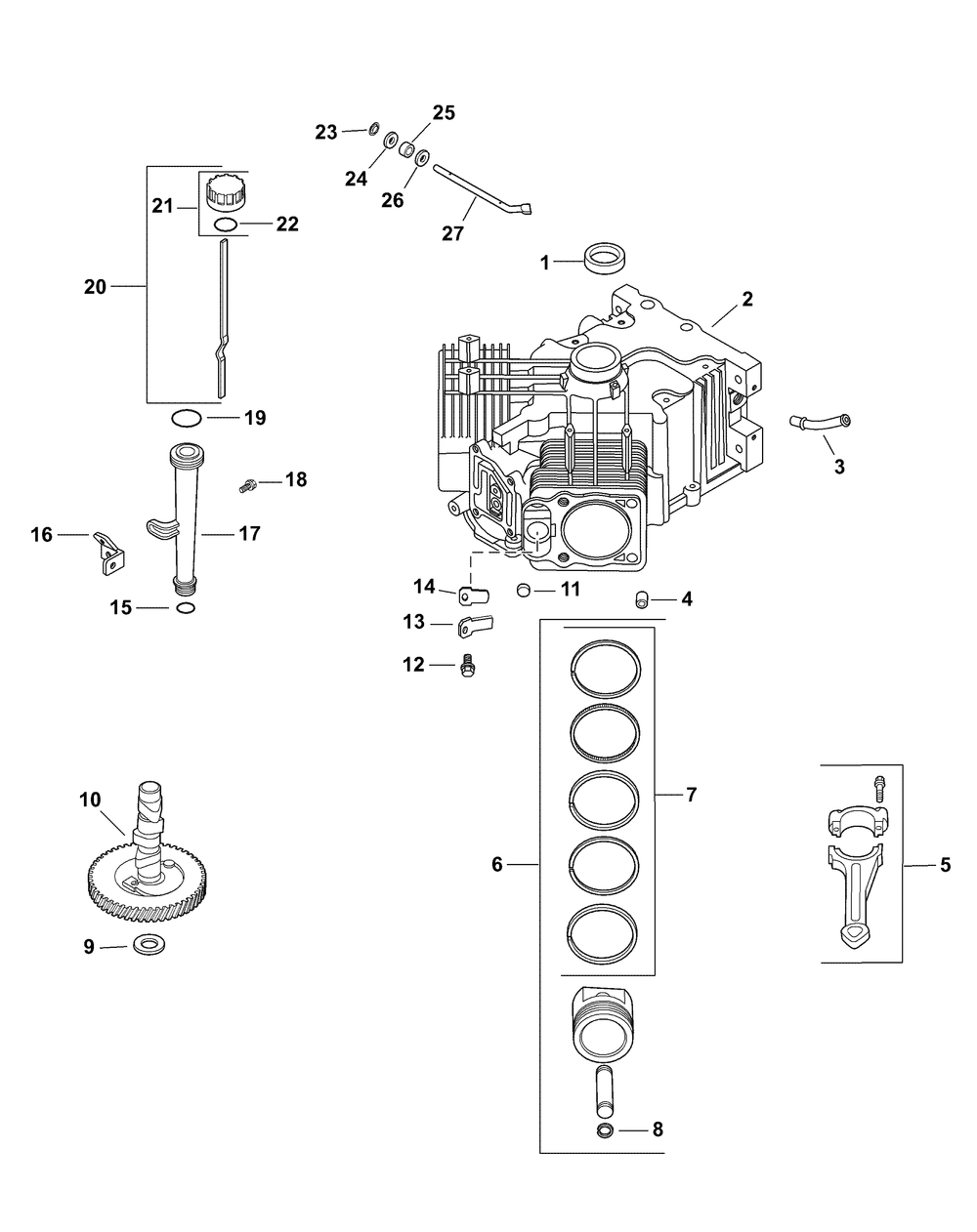 Kohler Cv23-75624 Crankcase Diagram and Parts List for RECON48 53AH8ST3050-23HP Cub Cadet Lawn Tractor